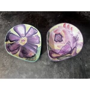 Pfaltzgraff Flower Market Teardrop Shape 8" Salad Fruit Bowl Set of 2 Decor